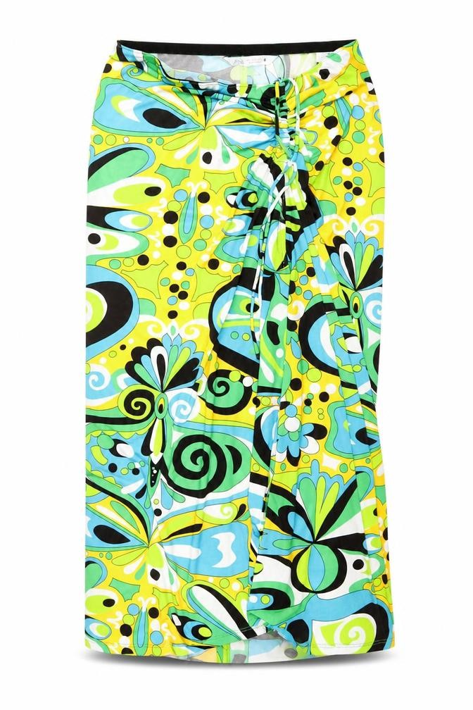 Zara Women Multicoloured S Wrap Midi Skirt Retro Print Stretch
