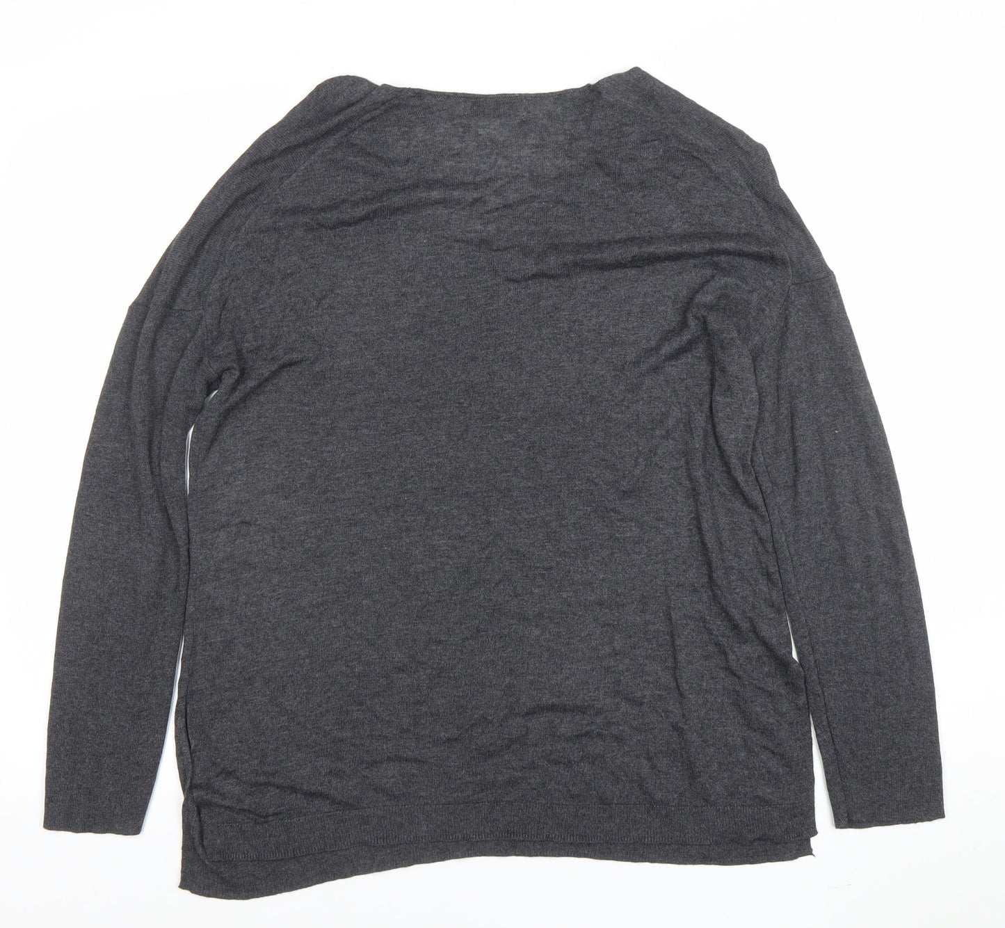 Gallery Womens Grey V-Neck Long Sleeve Basic Top XS