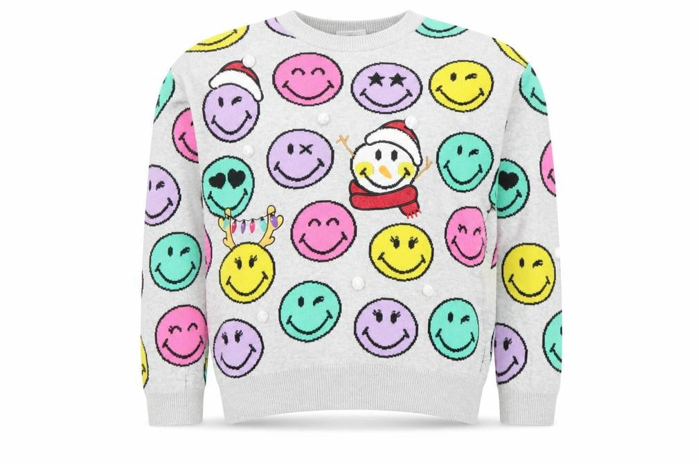Next Girls Grey SmileyWorld Christmas Pullover Jumper 8 Years