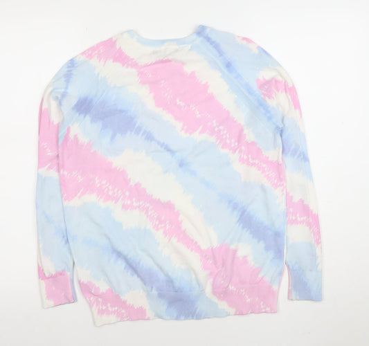 Marks and Spencer Women’s Pink Blue Tie-Dye Pullover Jumper Size S