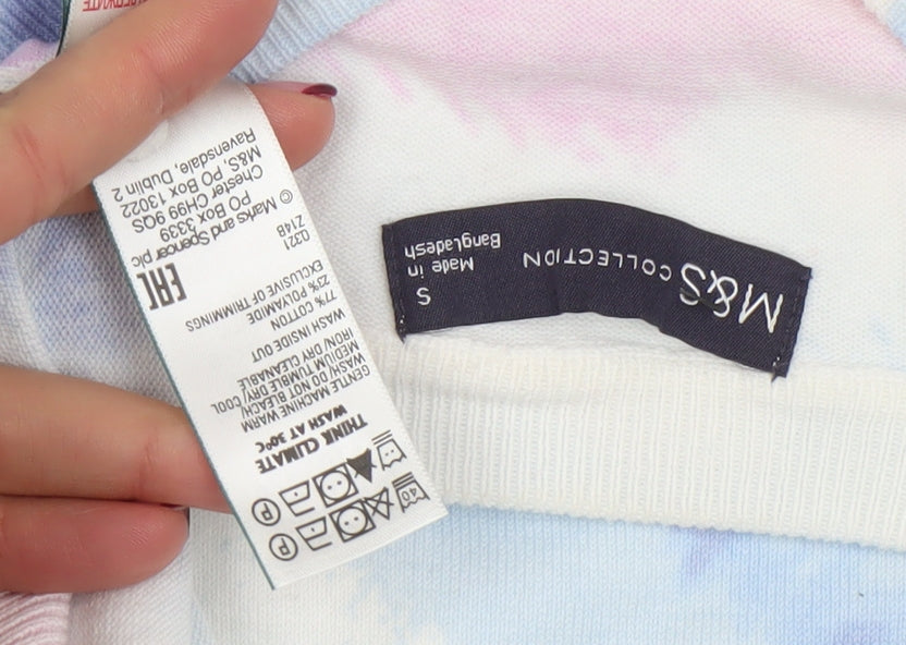 Marks and Spencer Women’s Pink Blue Tie-Dye Pullover Jumper Size S