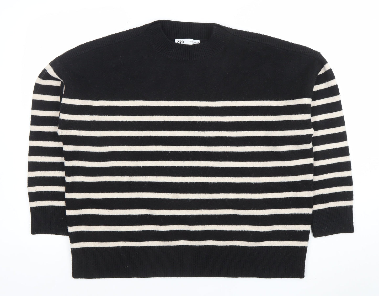 ZARA Women’s Black & White Striped Knit Jumper Size 10
