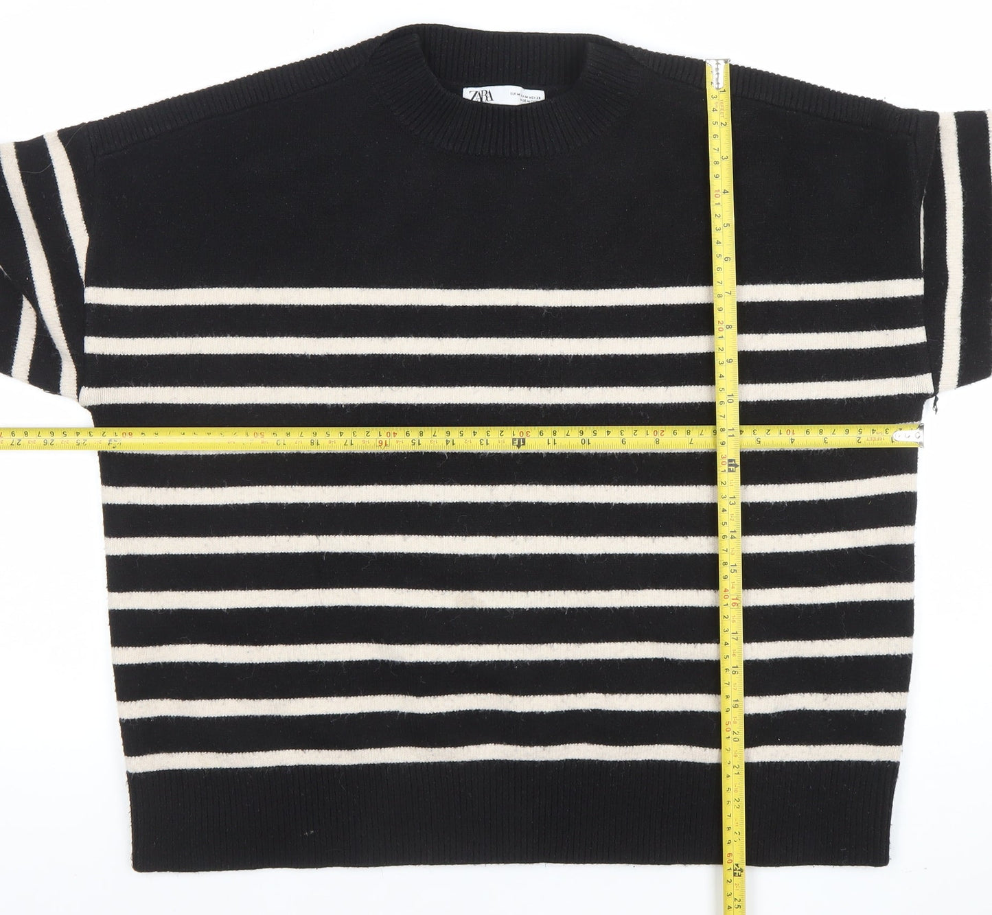 ZARA Women’s Black & White Striped Knit Jumper Size 10