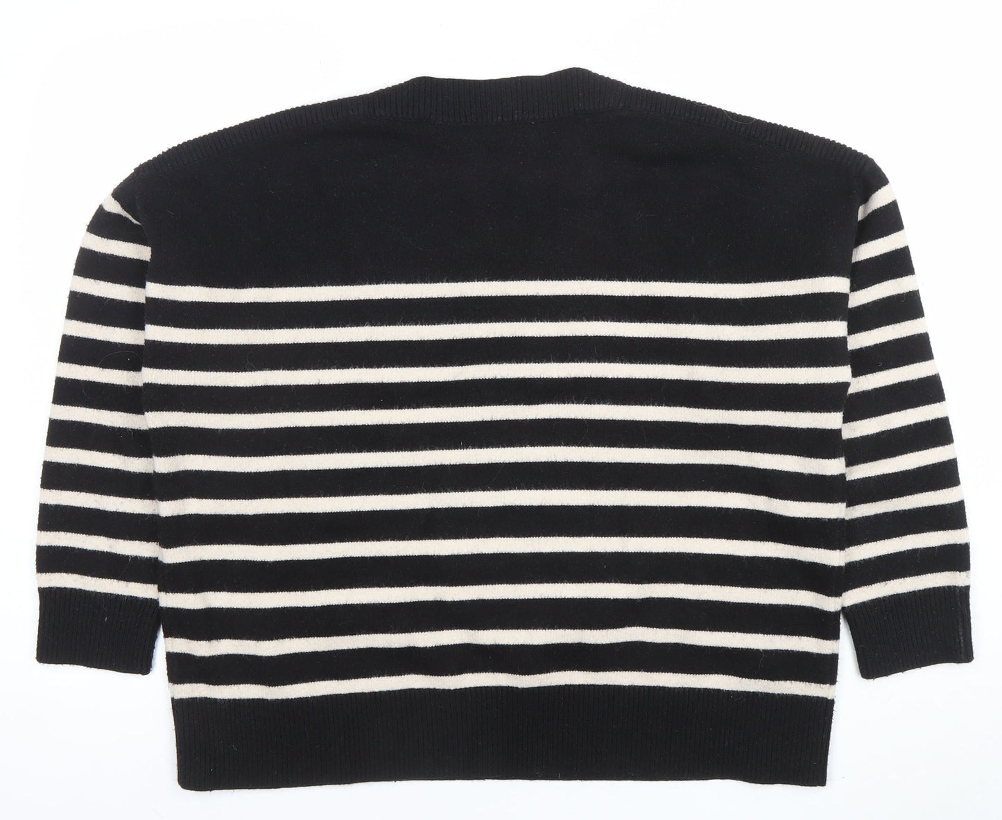 ZARA Women’s Black & White Striped Knit Jumper Size 10