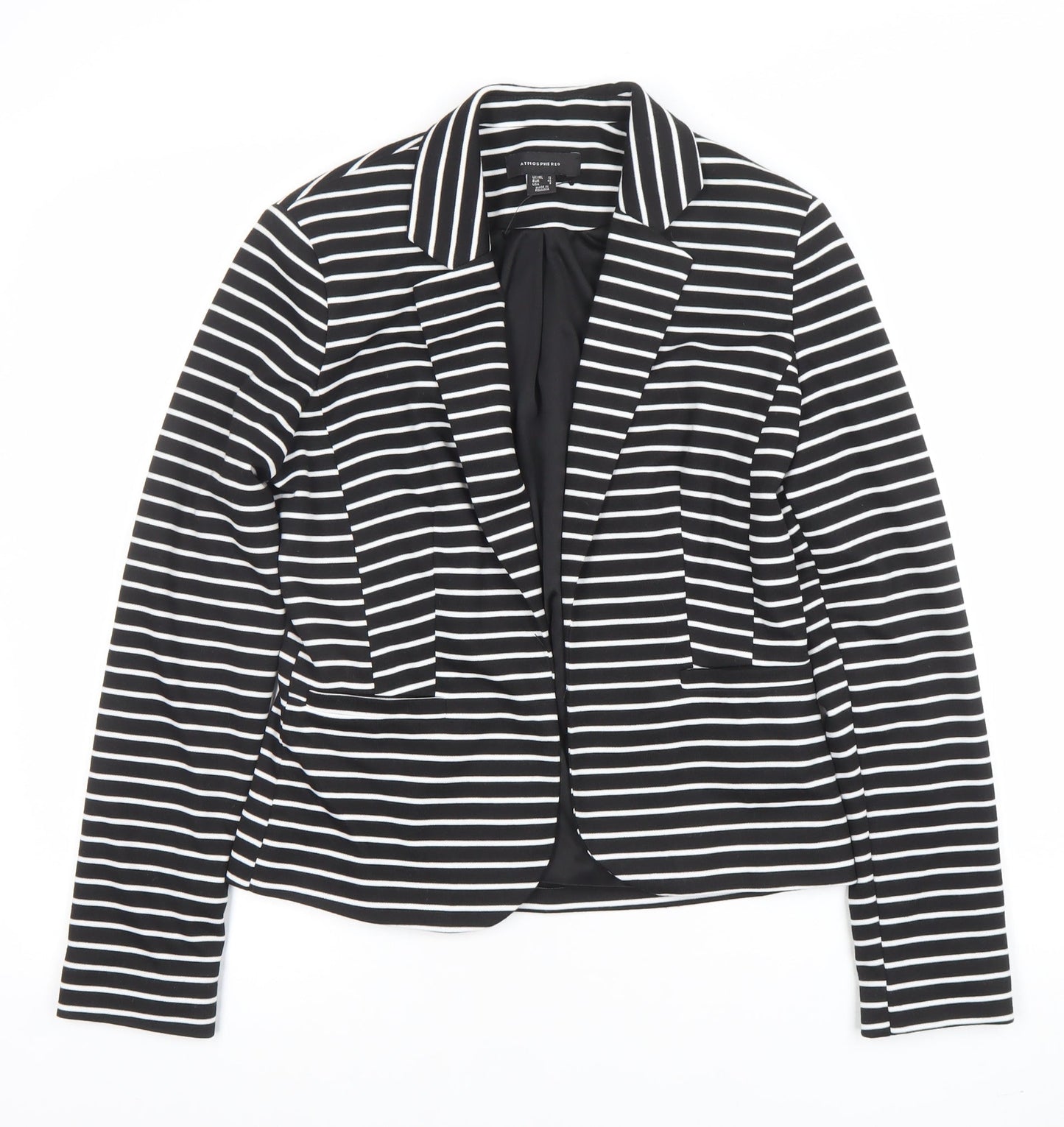 Atmosphere Women Black White Stripe Blazer UK 12 Single-Breasted Jacket