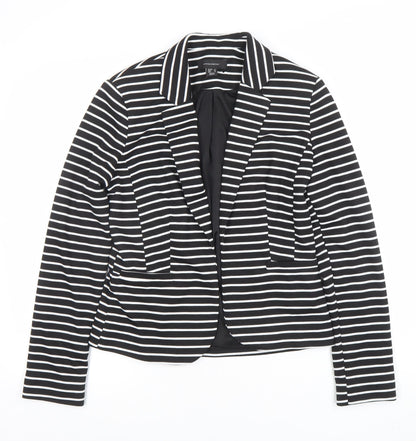 Additional front view of Atmosphere Women Black White Stripe Blazer UK 12 Single-Breasted Jacket