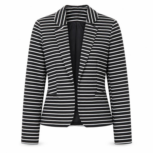 Atmosphere Women Black White Stripe Blazer UK 12 Single-Breasted Jacket