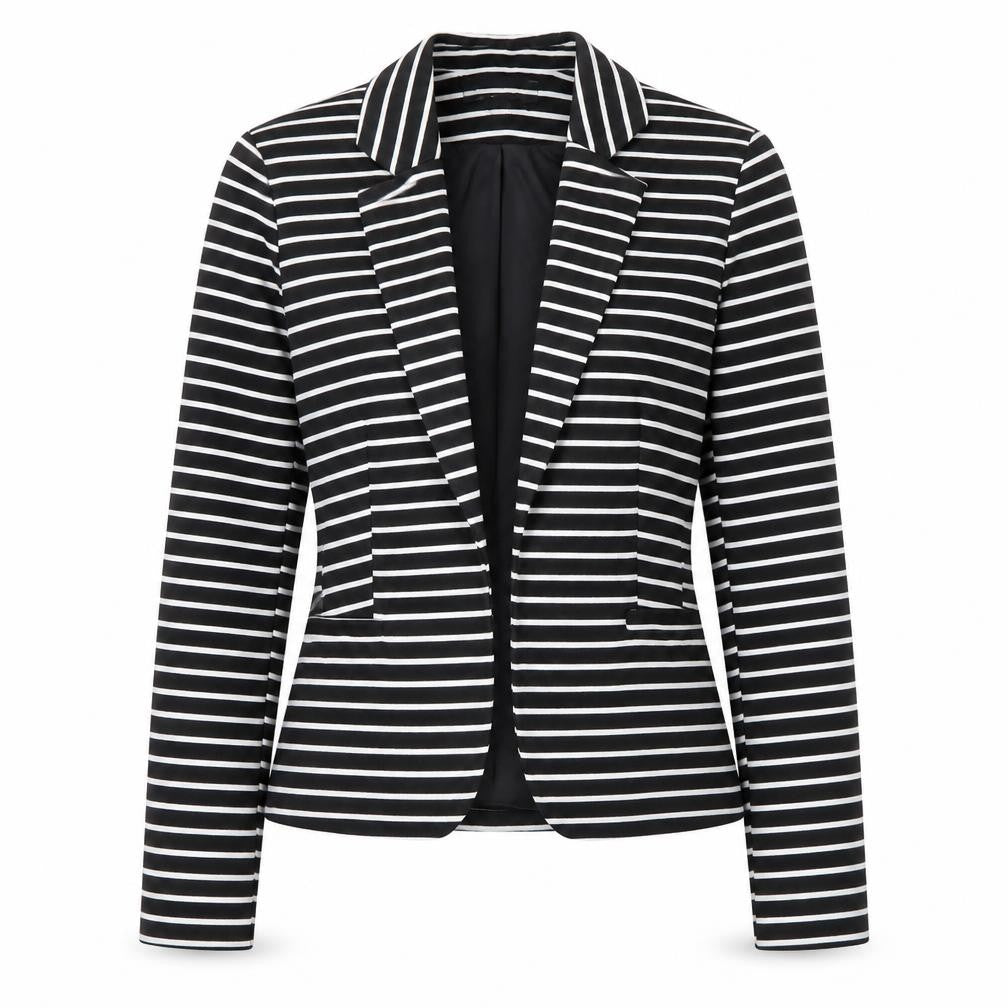 Atmosphere Women Black White Stripe Blazer UK 12 Single-Breasted Jacket
