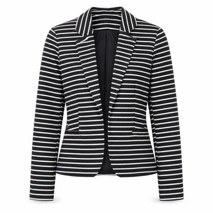 Front view of Atmosphere Women Black White Stripe Blazer UK 12 Single-Breasted Jacket