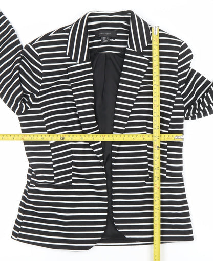 Back view of Atmosphere Women Black White Stripe Blazer UK 12 Single-Breasted Jacket