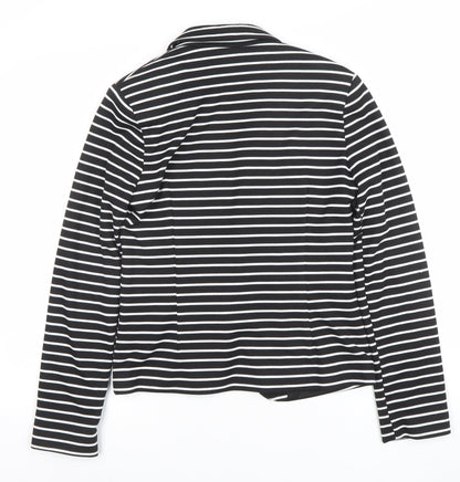 Close-up detail of Atmosphere Women Black White Stripe Blazer UK 12 Single-Breasted Jacket