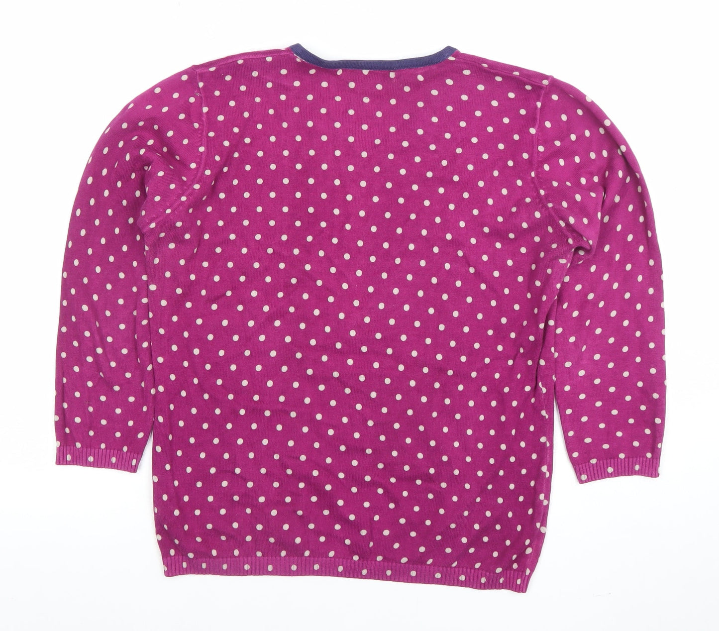 Tulchan Women's Pink Polka Dot Cotton V-Neck Jumper M