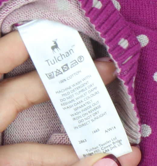 Tulchan Women's Pink Polka Dot Cotton V-Neck Jumper M