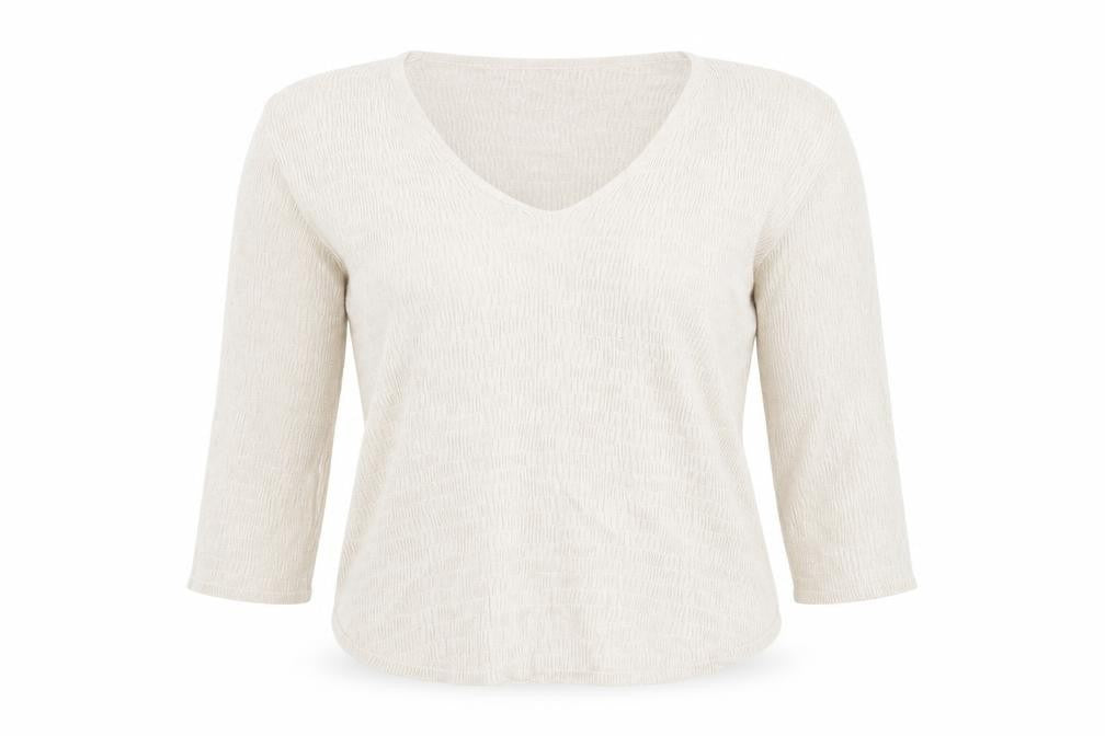 Isay Women Beige V-Neck Knit Pullover Jumper S
