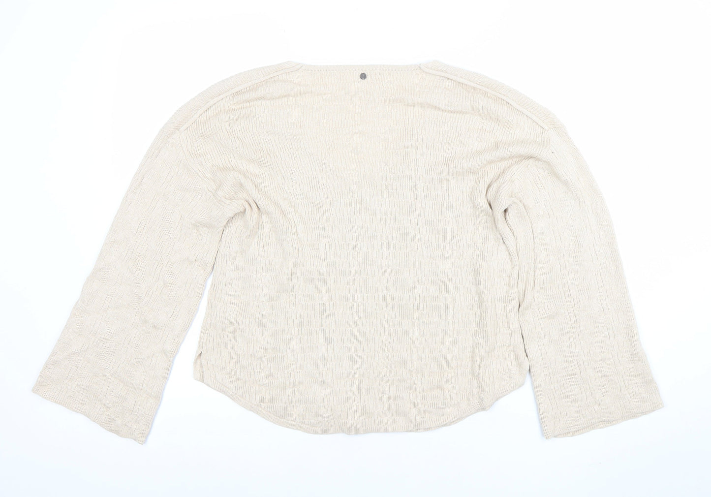 Isay Women Beige V-Neck Knit Pullover Jumper S