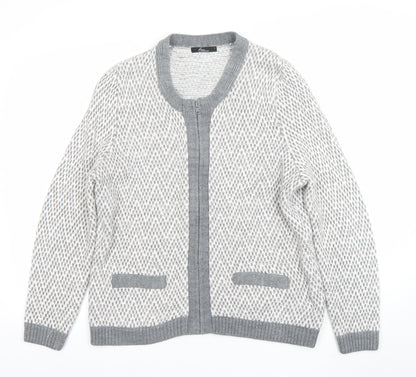 Bonmarché BN Collection Women's Grey Wool Zip Cardigan L