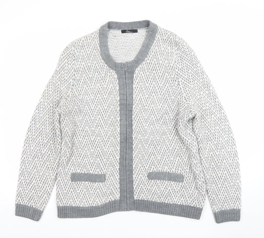 BN Collection Women's Grey Wool Zip Cardigan L