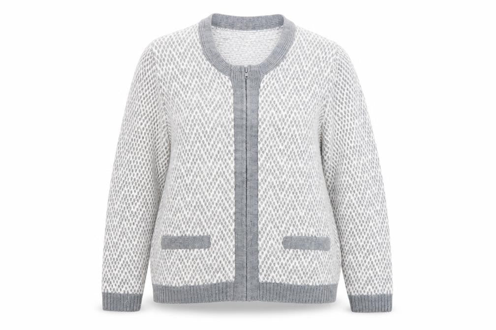 Bonmarché BN Collection Women's Grey Wool Zip Cardigan L