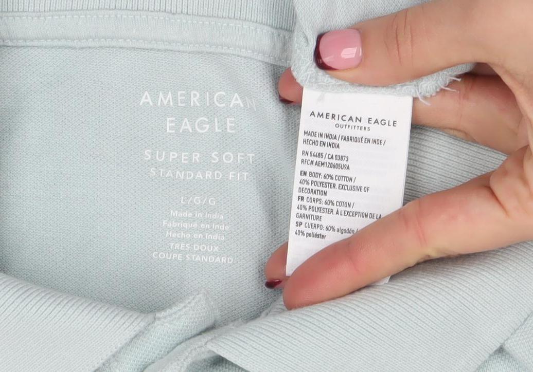 American Eagle Men’s Light Blue Classic Fit Cotton Polo Shirt L