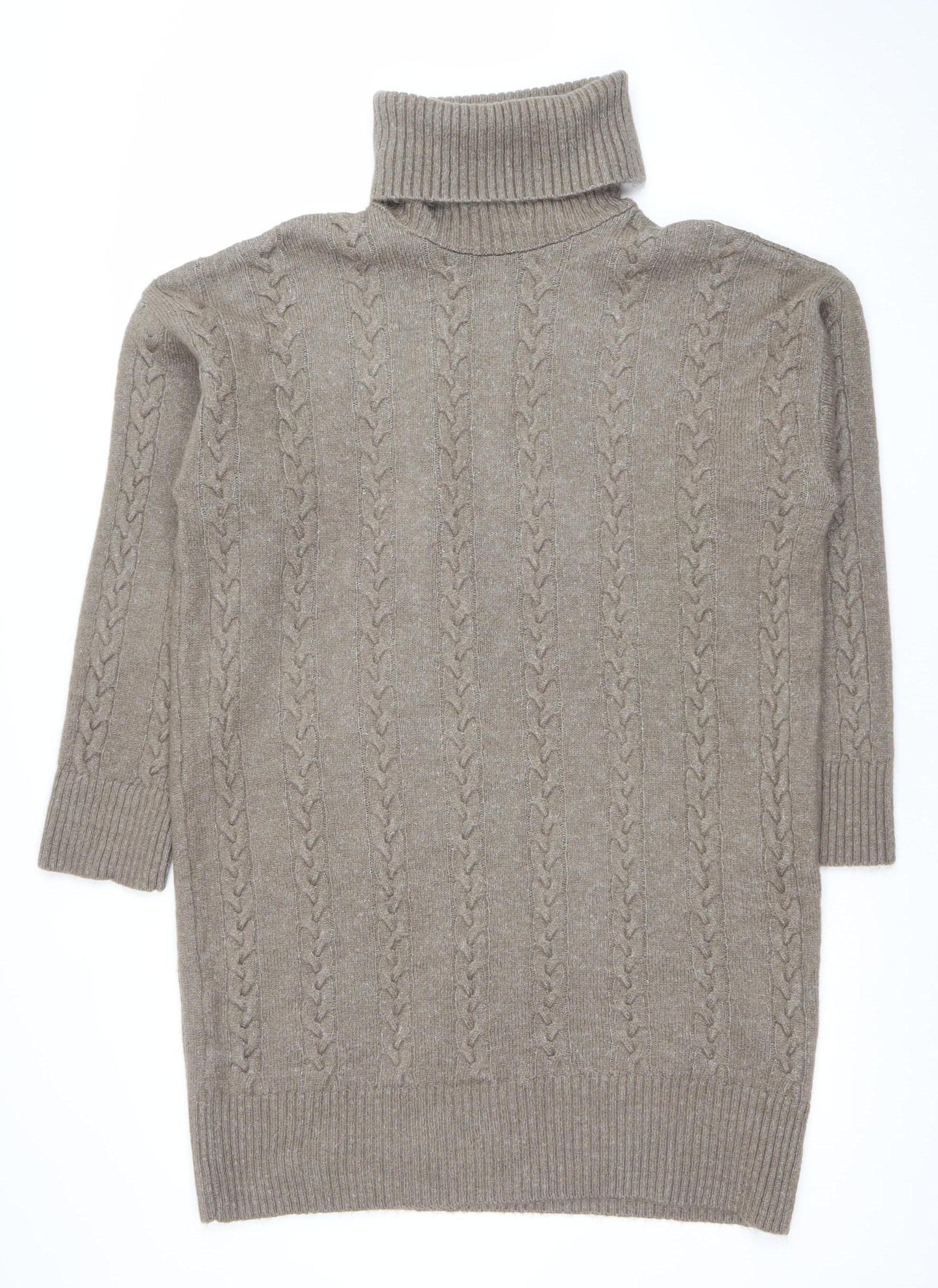New Look Women’s Beige Roll Neck Cable Knit Jumper Size M