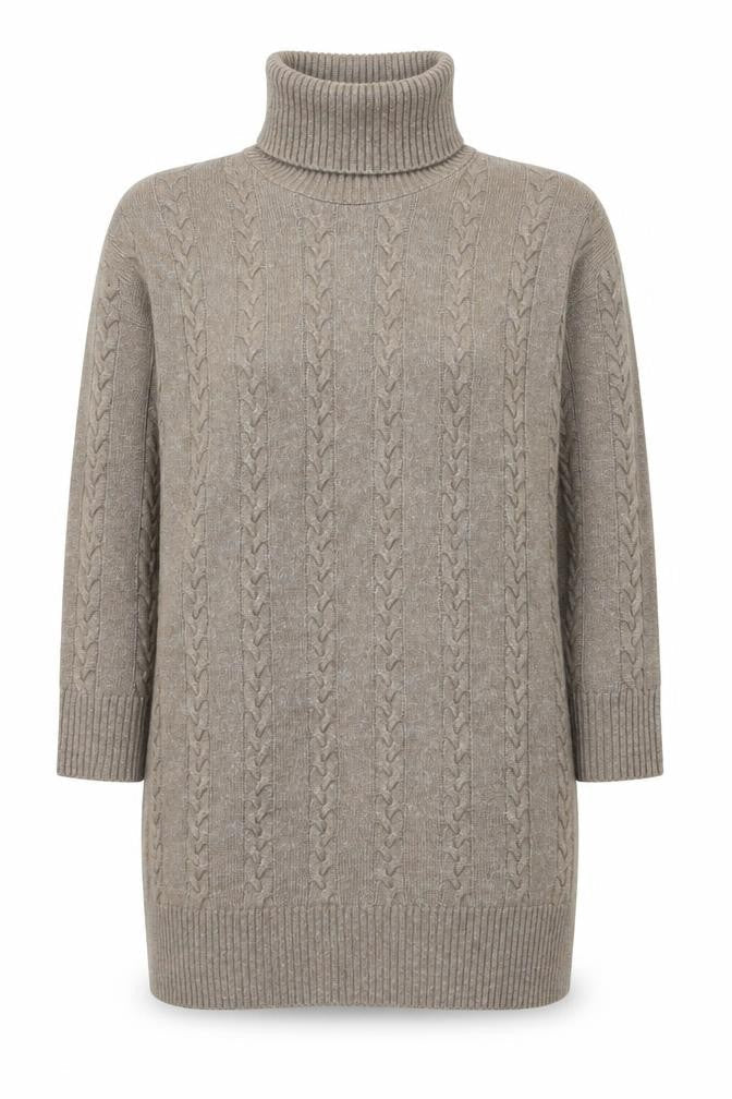 New Look Women’s Beige Roll Neck Cable Knit Jumper Size M
