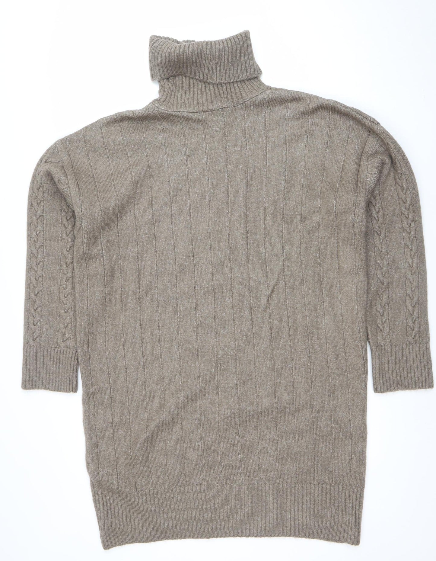 New Look Women’s Beige Roll Neck Cable Knit Jumper Size M