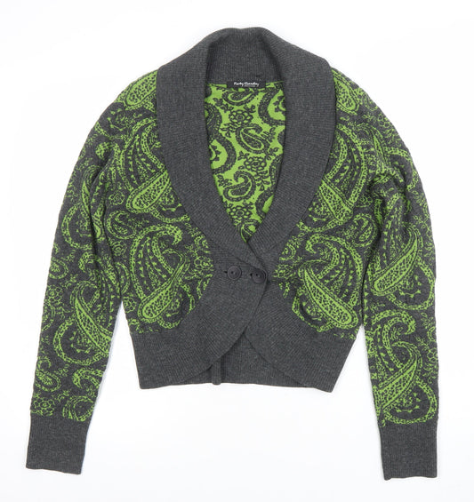 Really Barelays Womens Grey Wool Blend Paisley Cardigan Size 14