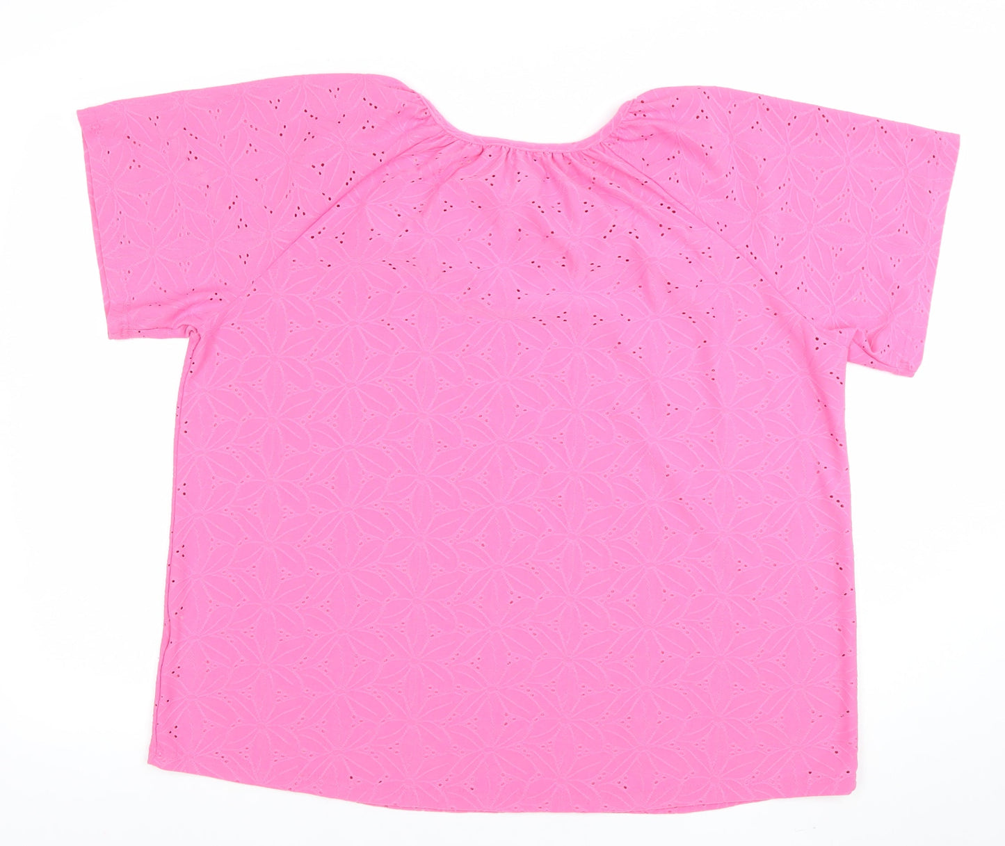 Bassini Women’s Pink Floral Eyelet Tunic Blouse Size 16