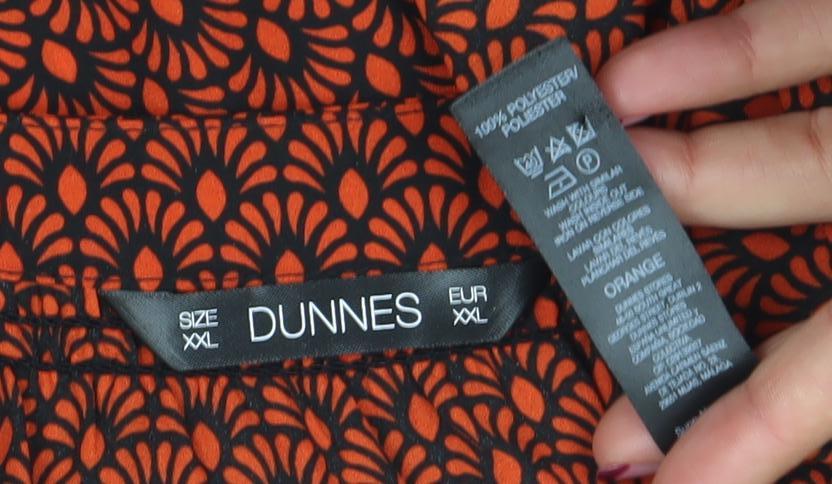 Dunnes Women’s Orange Geometric Long Sleeve Tunic Blouse Size XL