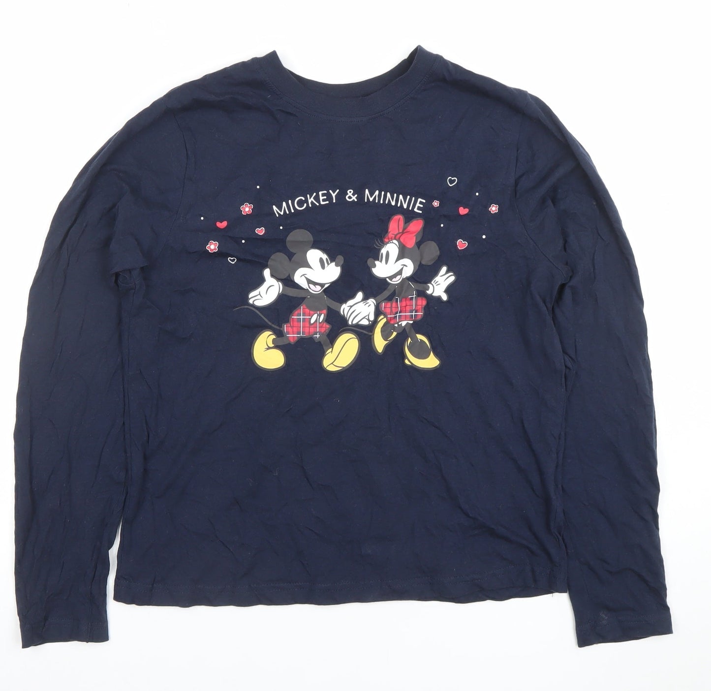 Disney Women’s Blue Long Sleeve Mickey & Minnie Cotton T-Shirt XS