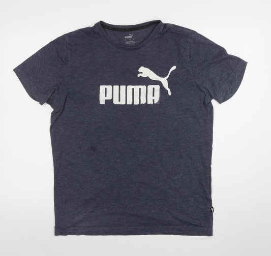 Puma Men Blue Regular Fit Crew Neck Short Sleeve Sports T-Shirt M