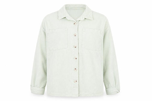PRETTYLITTLETHING Women Green Corduroy Shirt Jacket Size 10 Cotton