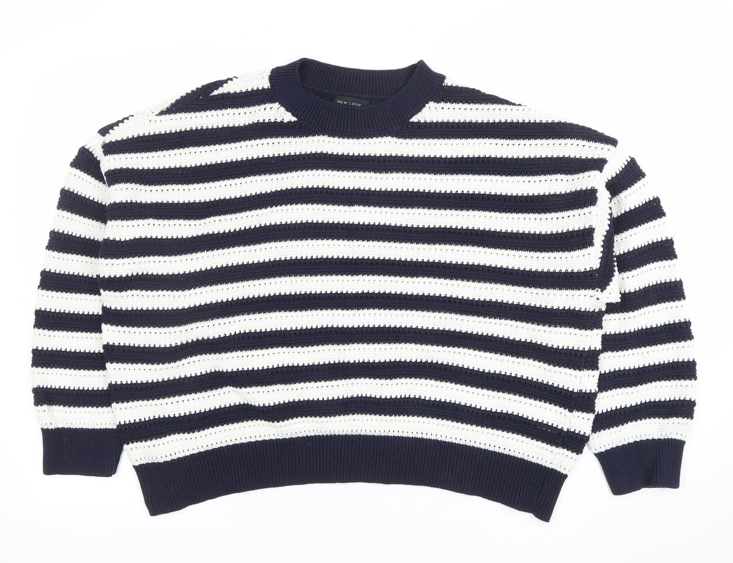 New Look Women’s Blue White Striped Knit Jumper XL Relaxed Fit
