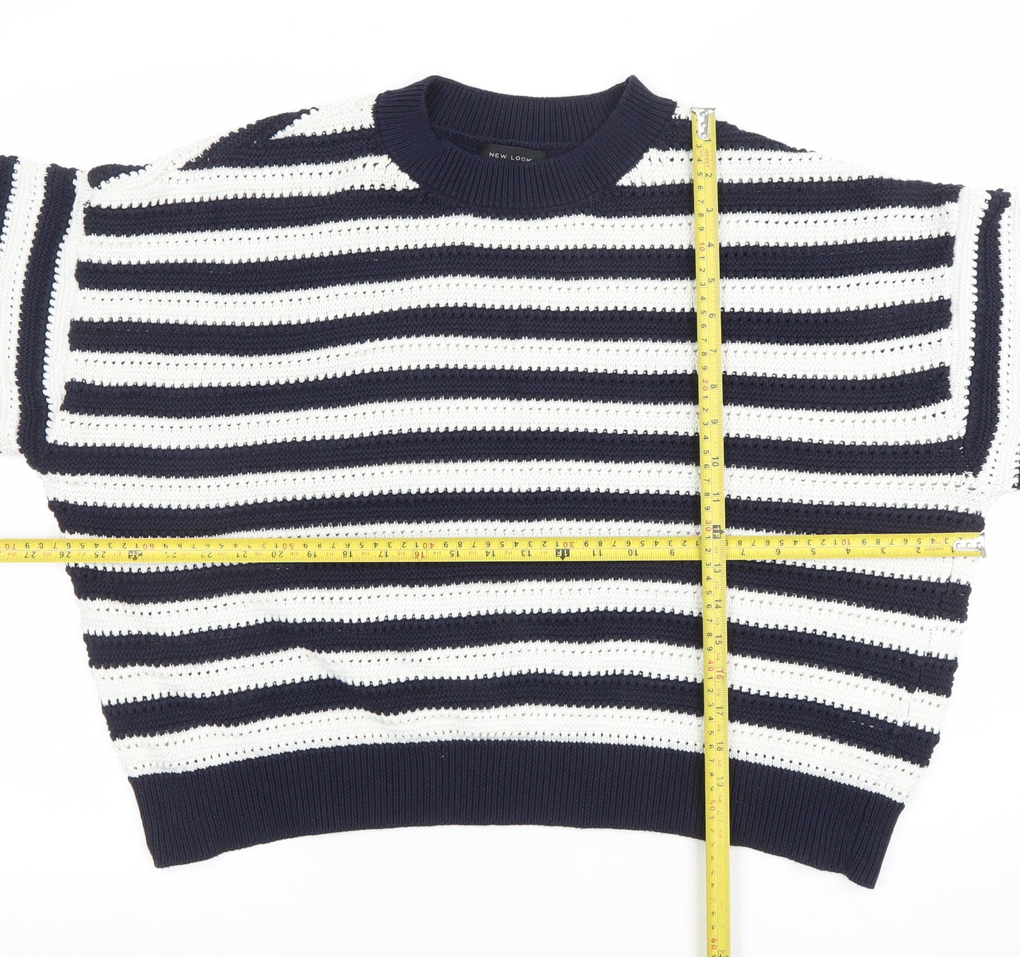 New Look Women’s Blue White Striped Knit Jumper XL Relaxed Fit
