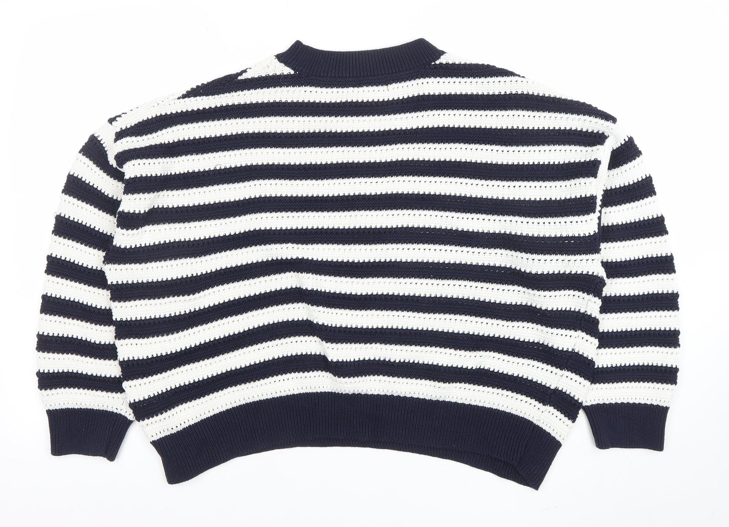 New Look Women’s Blue White Striped Knit Jumper XL Relaxed Fit