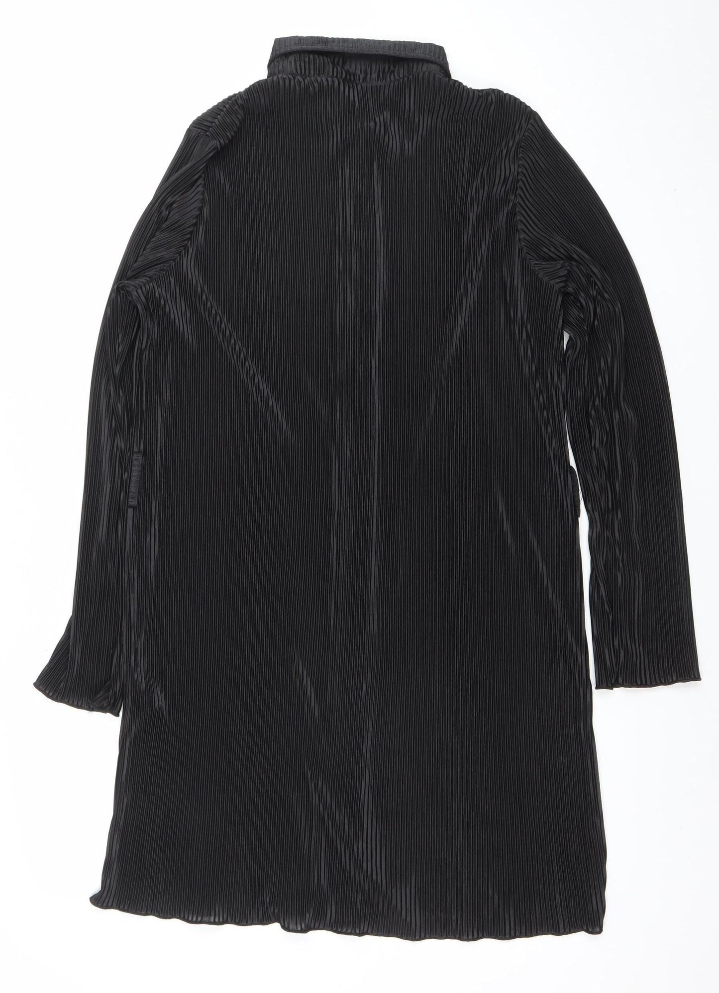 LYANER Women Black M Collared Long Sleeve Shirt Dress