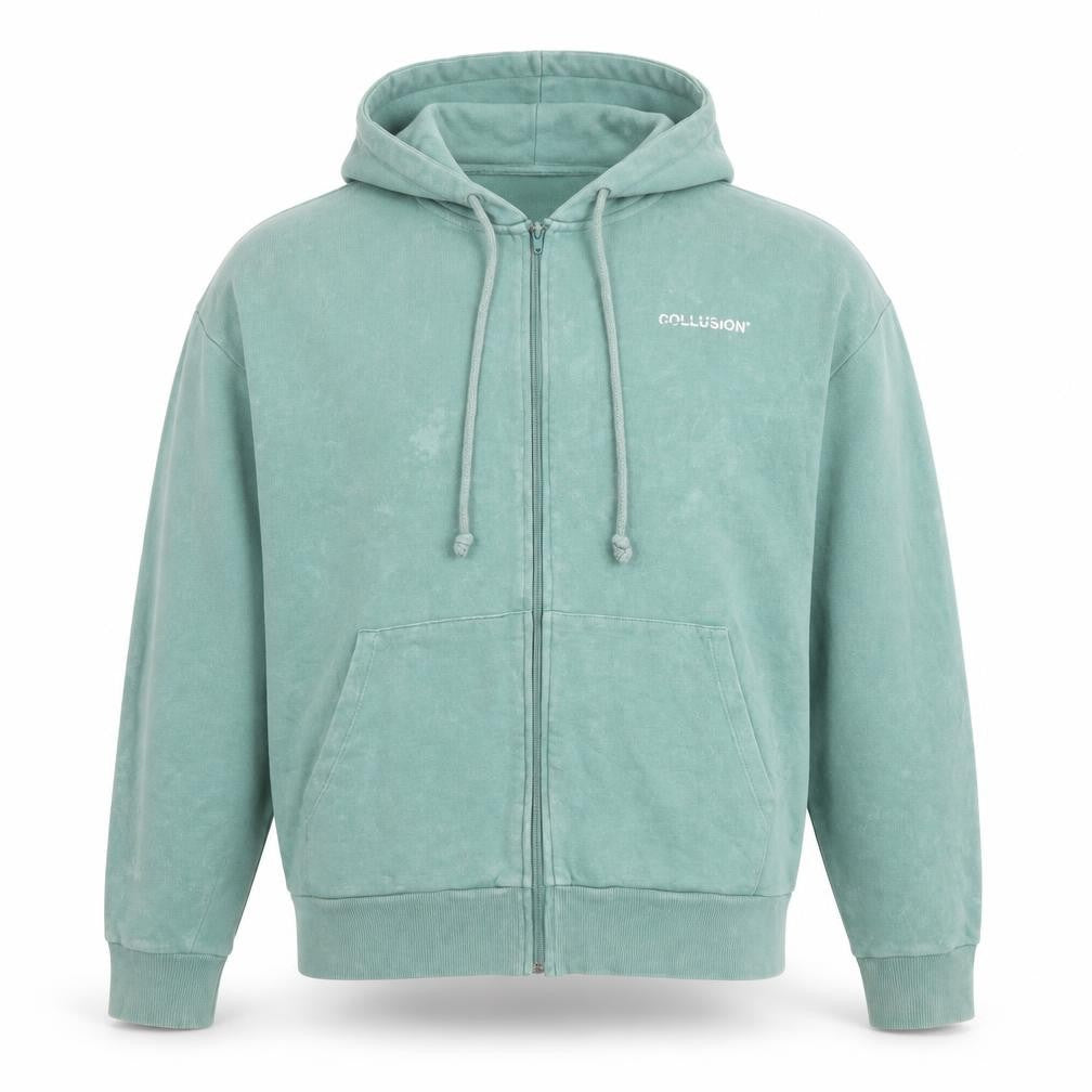Collusion Men's Green Full Zip Hoodie Size S Casual Cotton Blend