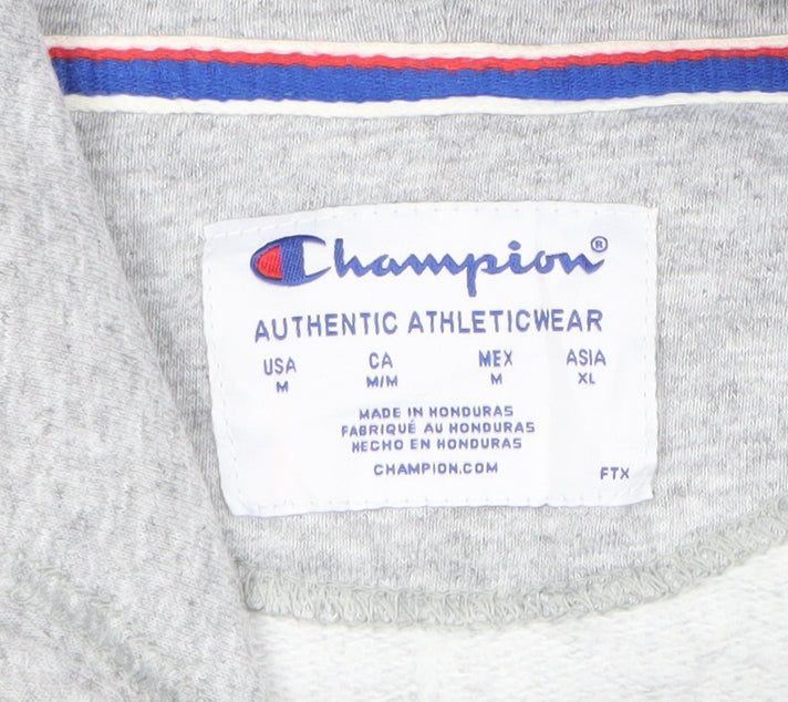 Champion Women's Grey Pullover Hoodie Medium Cotton Blend