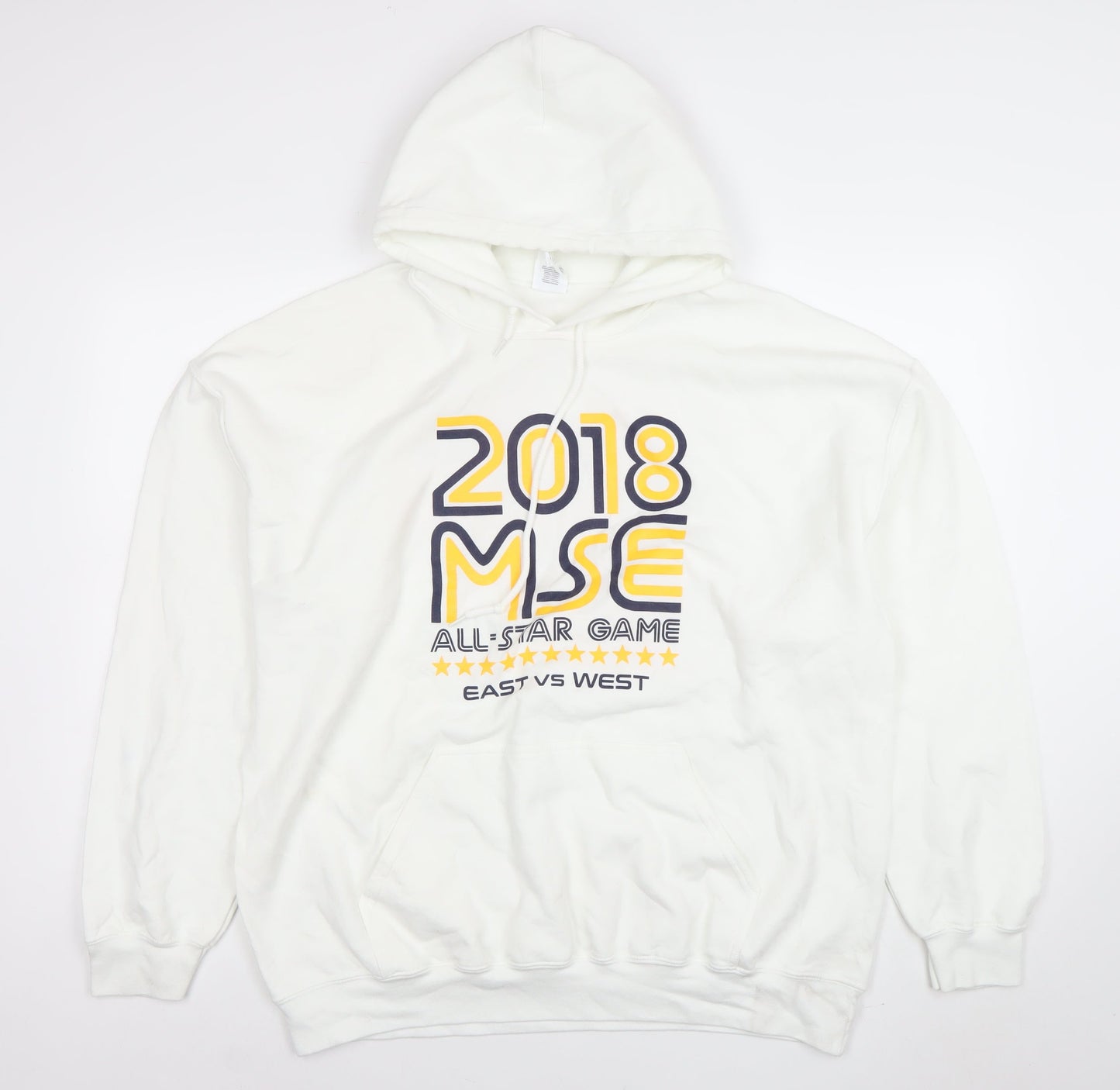 Gildan Men's White XL Pullover Hoodie 2018 MSE All-Star Graphic Sportswear