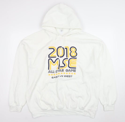 Gildan Men's White XL Pullover Hoodie 2018 MSE All-Star Graphic Sportswear