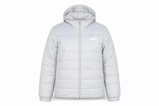 Puma Womens Grey Hooded Puffer Jacket Size 14 Lined Lightweight