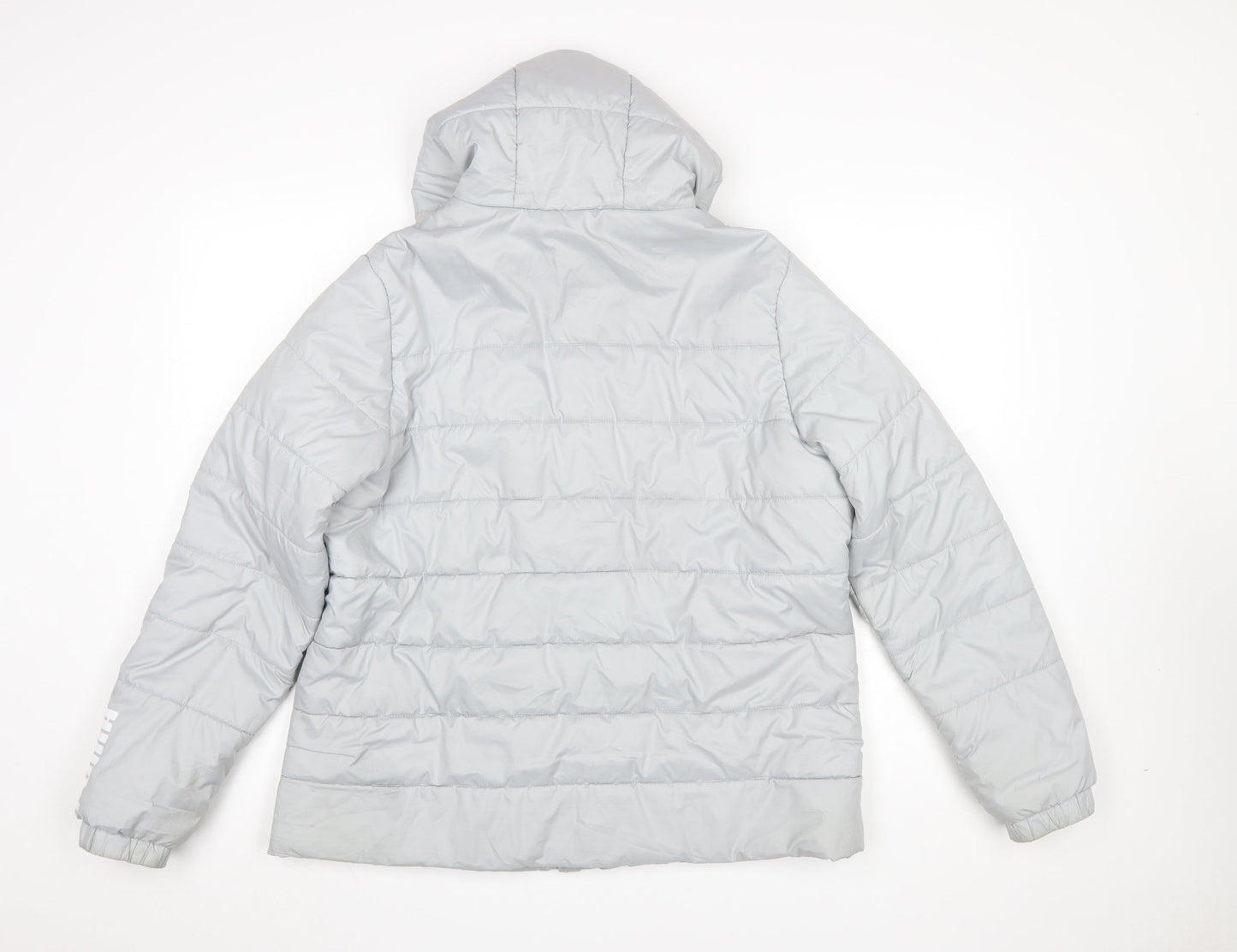 Puma Womens Grey Hooded Puffer Jacket Size 14 Lined Lightweight
