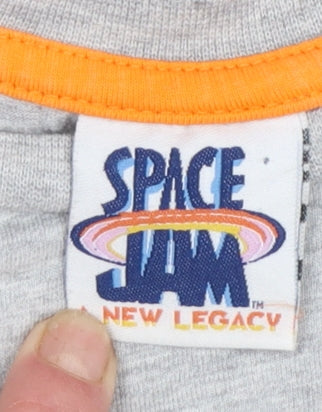 Primark Boys Grey Space Jam T-Shirt 6-7 Years Short Sleeve Tune Squad Tee