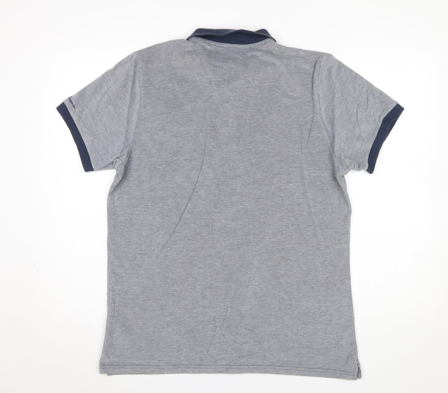 Ben Sherman Men's Grey Cotton Short Sleeve Polo Shirt Size L