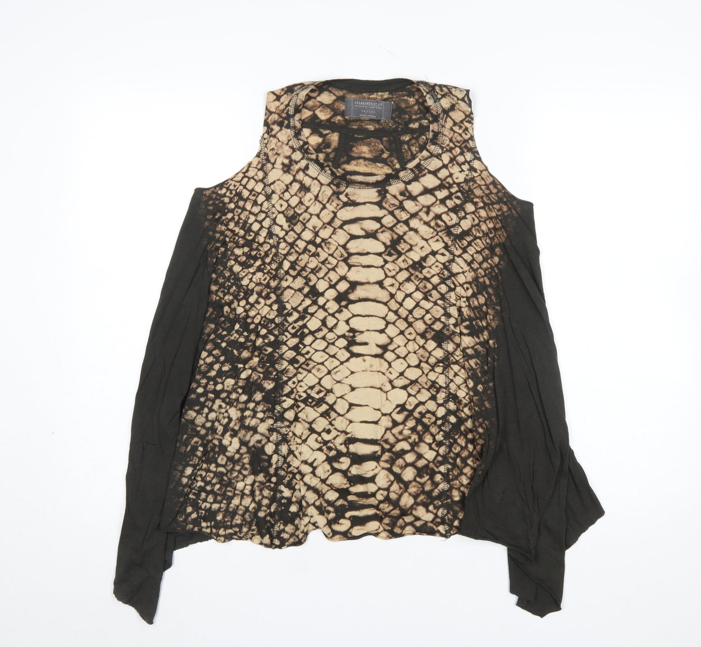 AllSaints Women’s Brown Snake Print Cotton Tunic Blouse UK 6