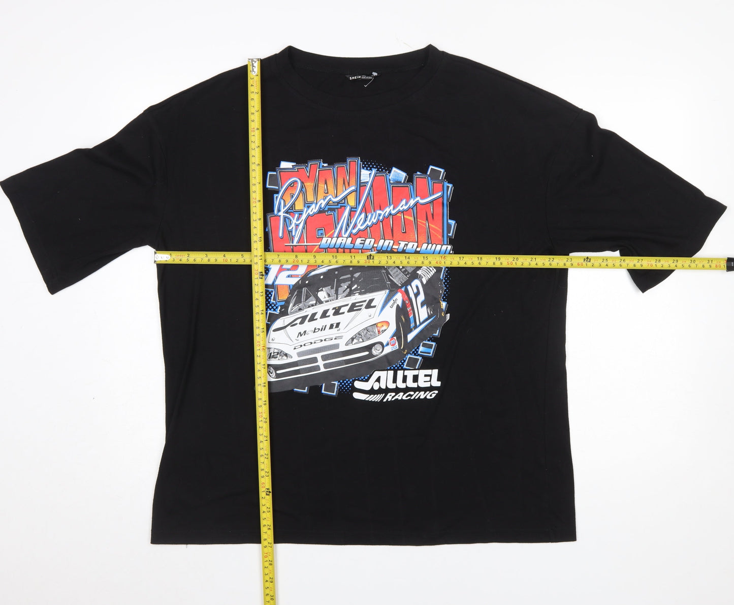 SHEIN Womens Black Racing Graphic T-Shirt Size 10 Short Sleeve