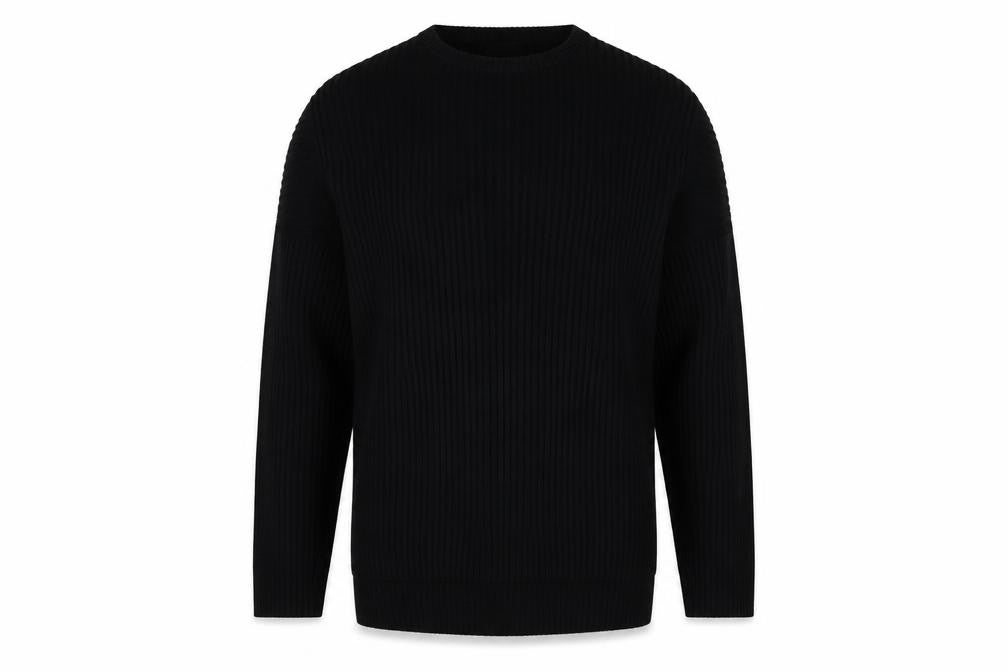 River Island Men's Black XL Ribbed Knit Pullover Jumper