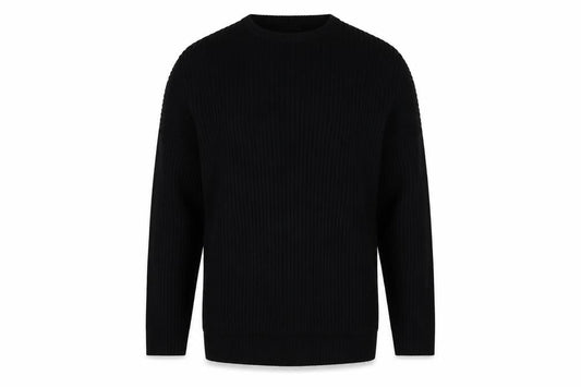 River Island Men's Black XL Ribbed Knit Pullover Jumper