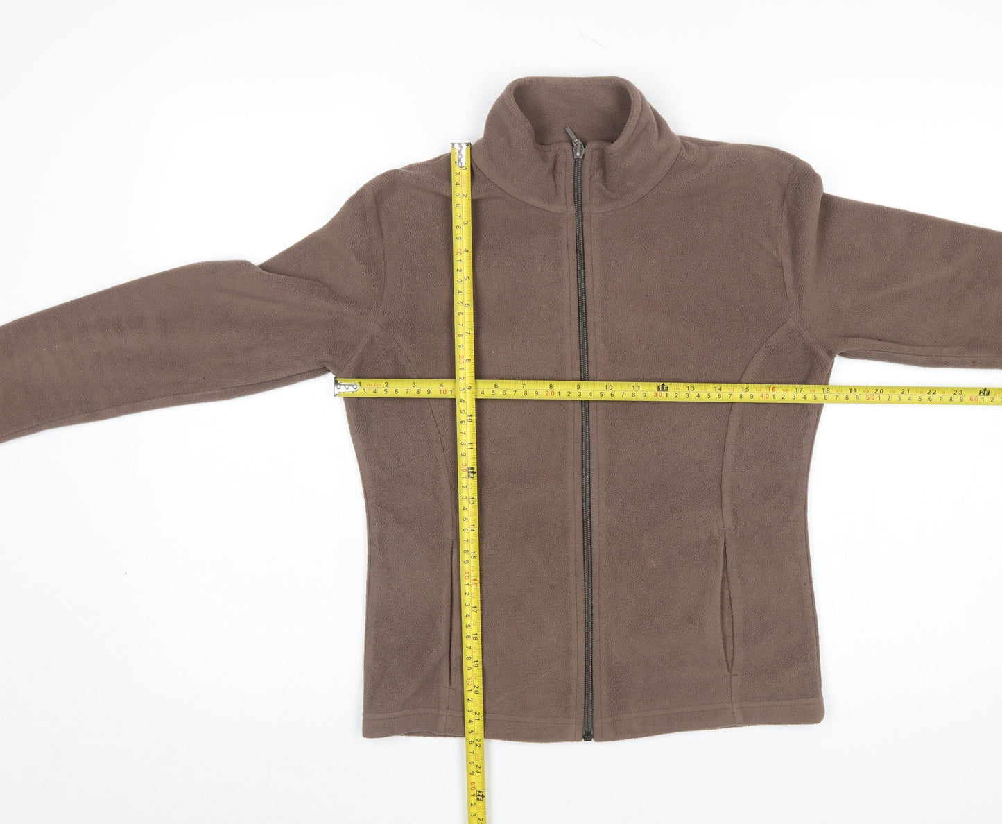 Marks and Spencer Women Brown Fleece Full Zip Jacket UK 8