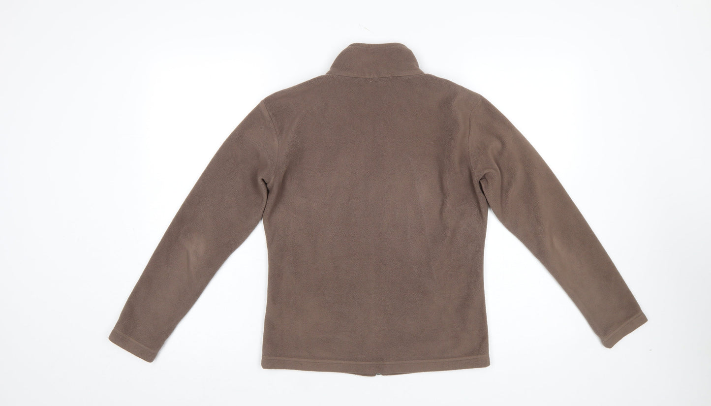Marks and Spencer Women Brown Fleece Full Zip Jacket UK 8